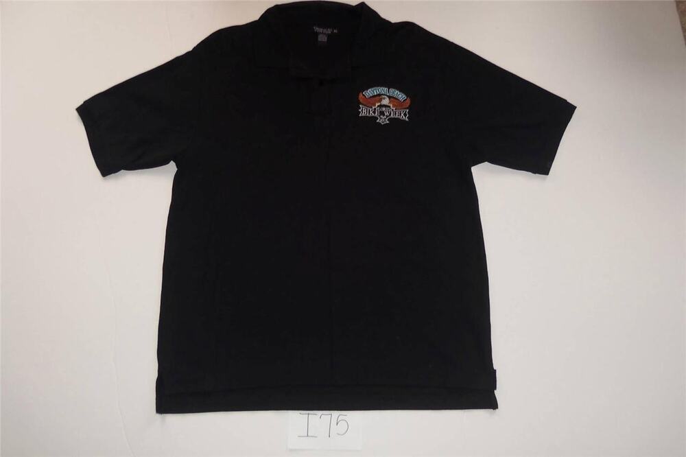 Daytona Beach Bike Week 2011 Polo Shirt XLarge Tropical Cotton Black -1014i75